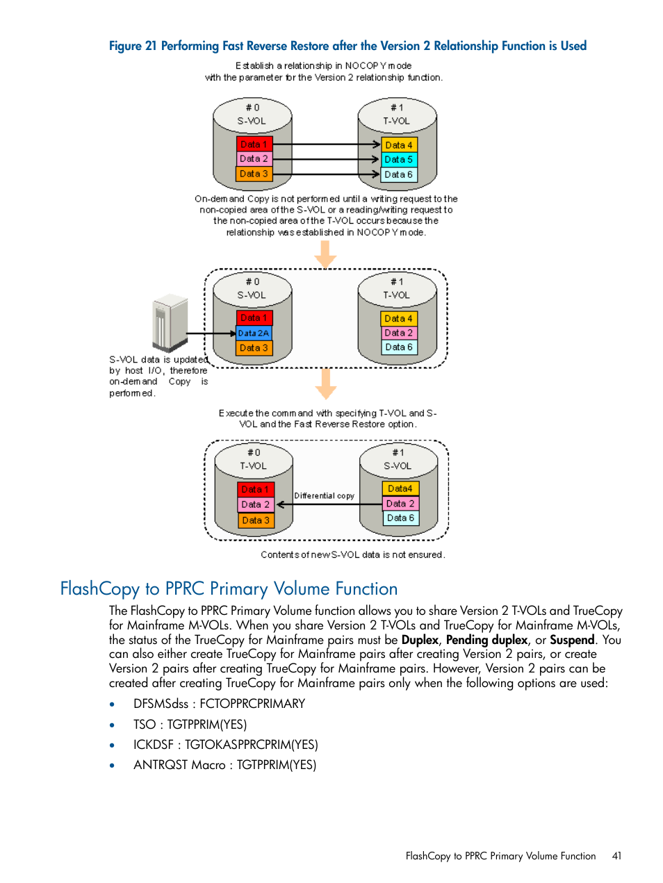 Flashcopy to pprc primary volume function | HP StorageWorks XP Remote Web Console Software User Manual | Page 41 / 155