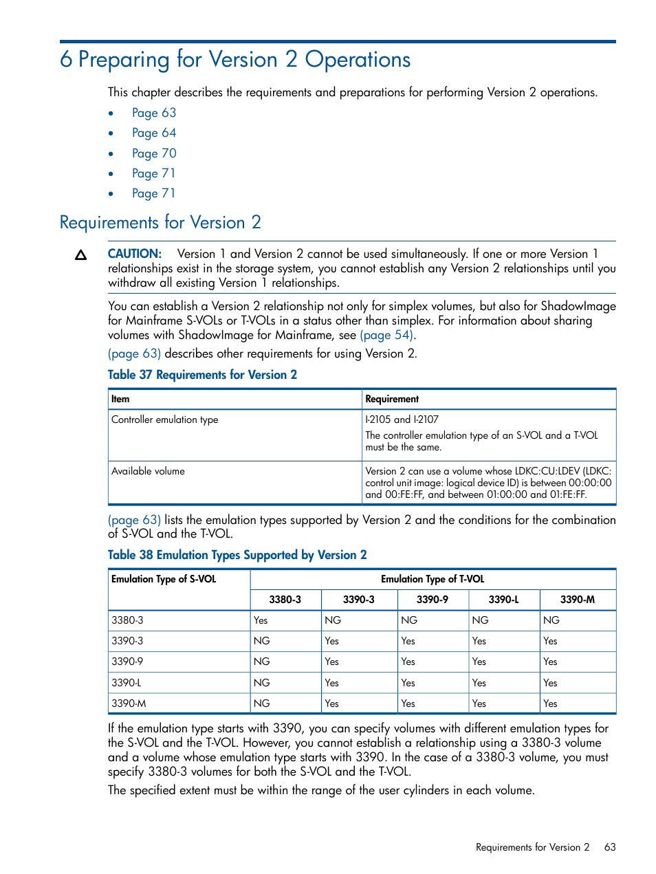 6 preparing for version 2 operations, Requirements for version 2 | HP StorageWorks XP Remote Web Console Software User Manual | Page 63 / 155