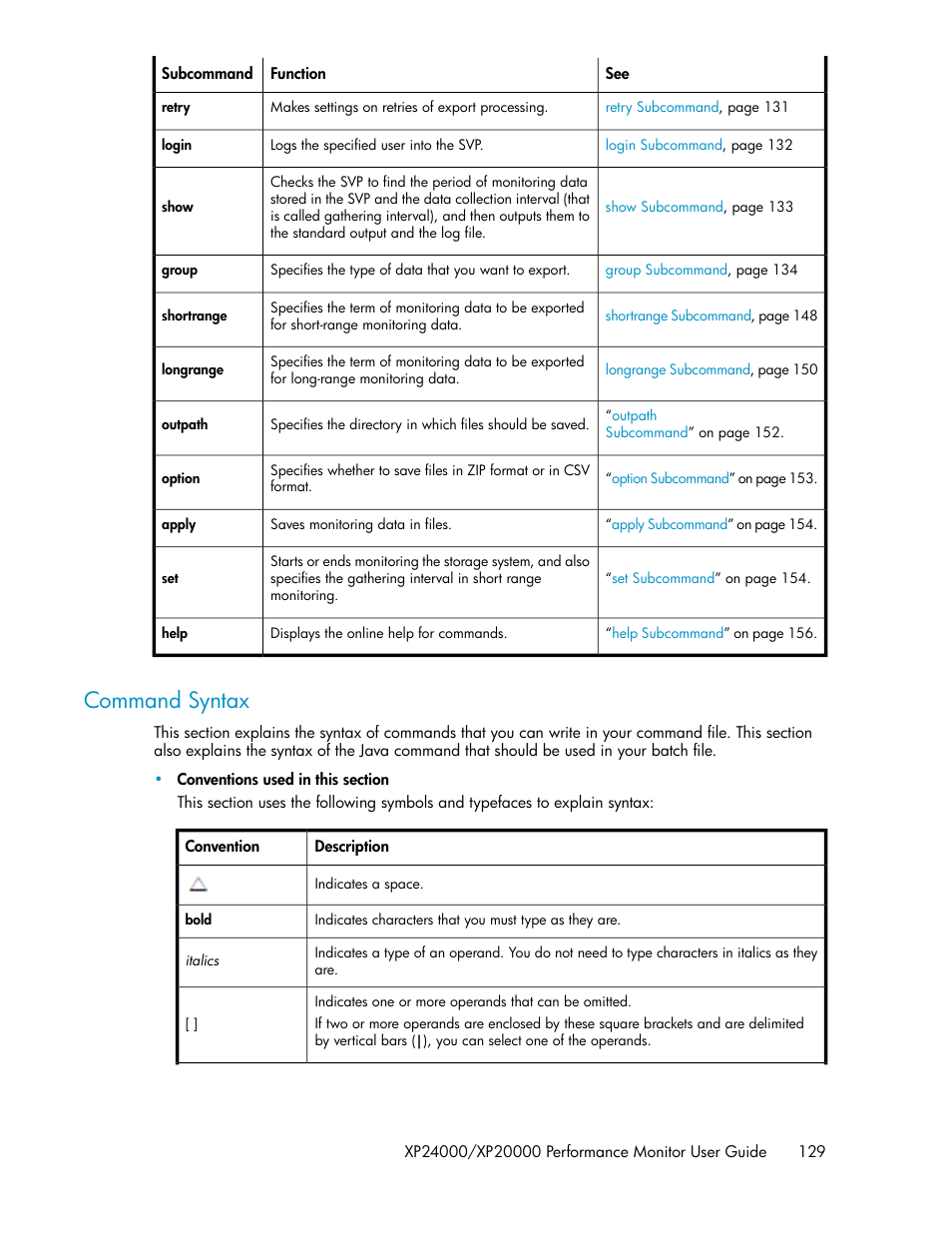 Command syntax | HP XP Array Manager Software User Manual | Page 129 / 172