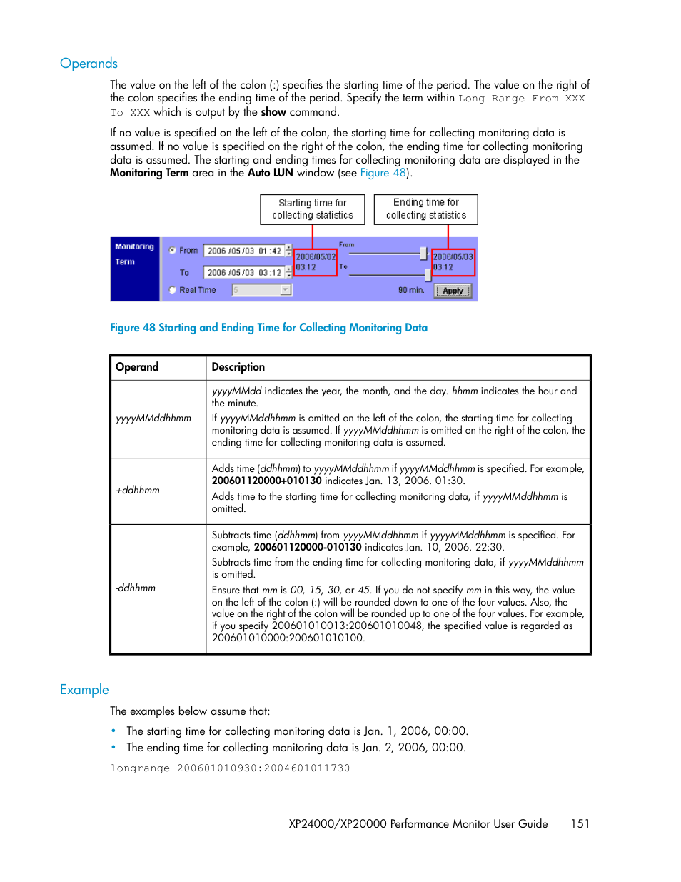 Operands, Example, 151 example | HP XP Array Manager Software User Manual | Page 151 / 172