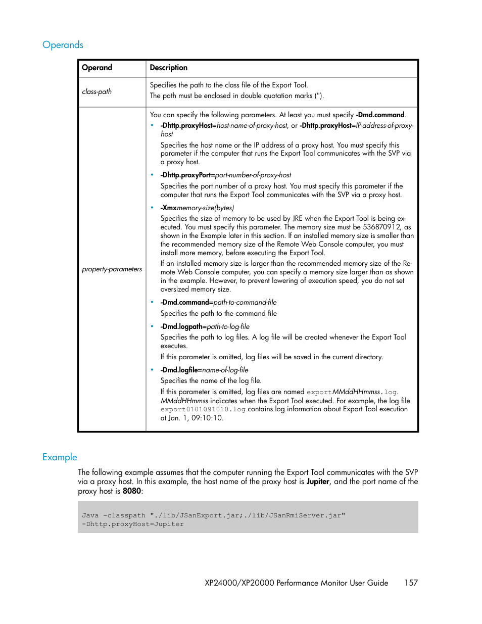 Operands, Example, 157 example | HP XP Array Manager Software User Manual | Page 157 / 172