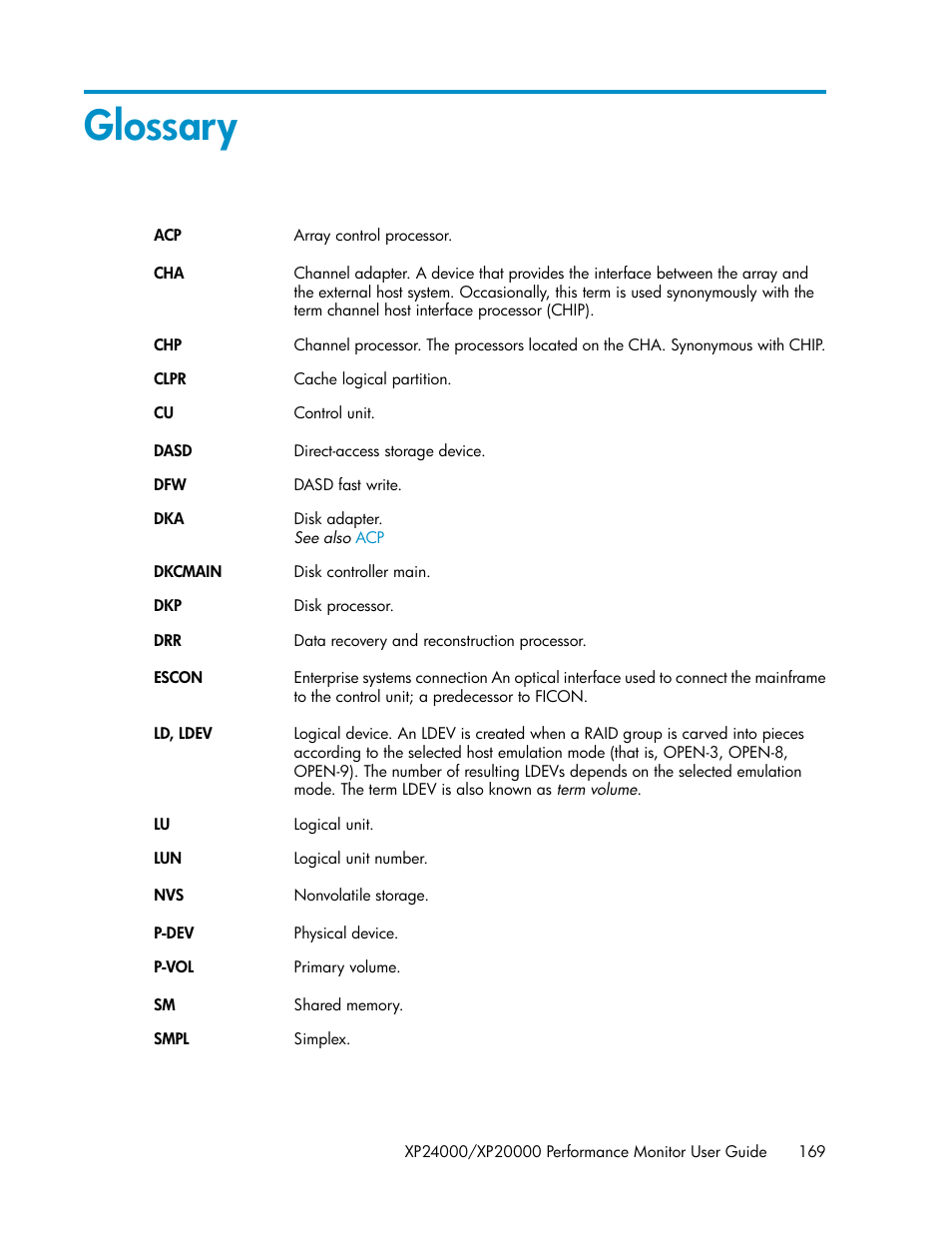 Glossary | HP XP Array Manager Software User Manual | Page 169 / 172