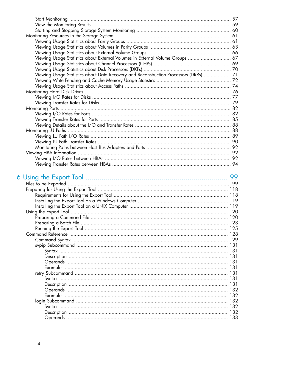 6 using the export tool | HP XP Array Manager Software User Manual | Page 4 / 172
