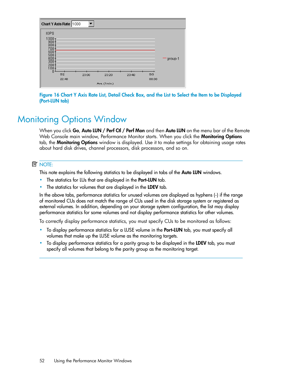 Monitoring options window, Monitoring options, Window | Monitoring options win, Figure | HP XP Array Manager Software User Manual | Page 52 / 172