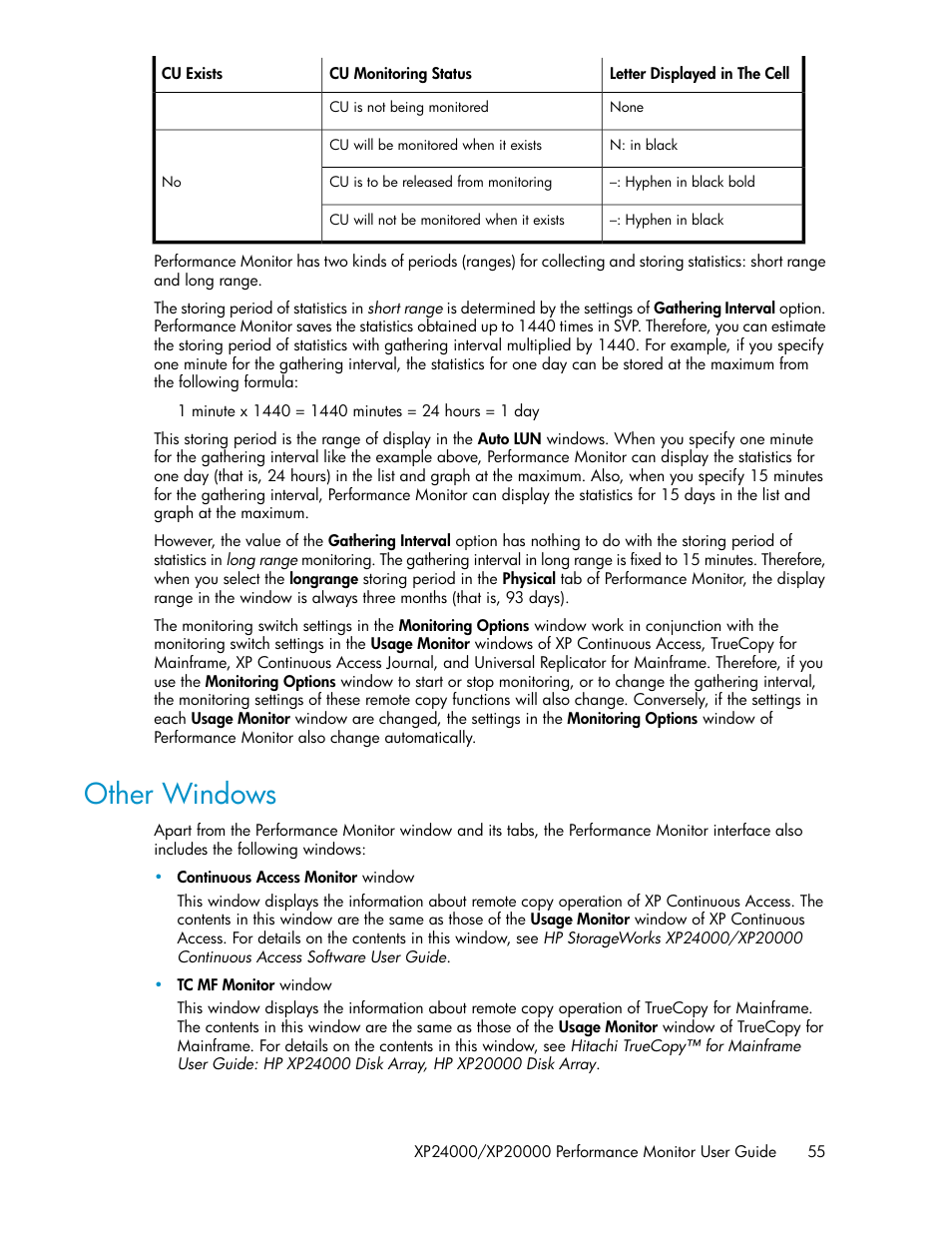 Other windows | HP XP Array Manager Software User Manual | Page 55 / 172