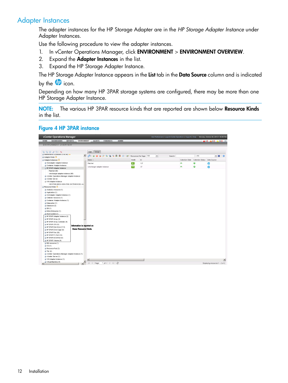 Adapter instances | HP StoreFront Analytics for VMware Software Licenses User Manual | Page 12 / 44