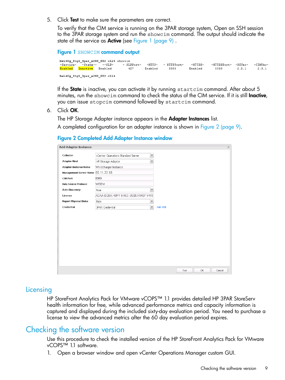 Licensing, Checking the software version | HP StoreFront Analytics for VMware Software Licenses User Manual | Page 9 / 44