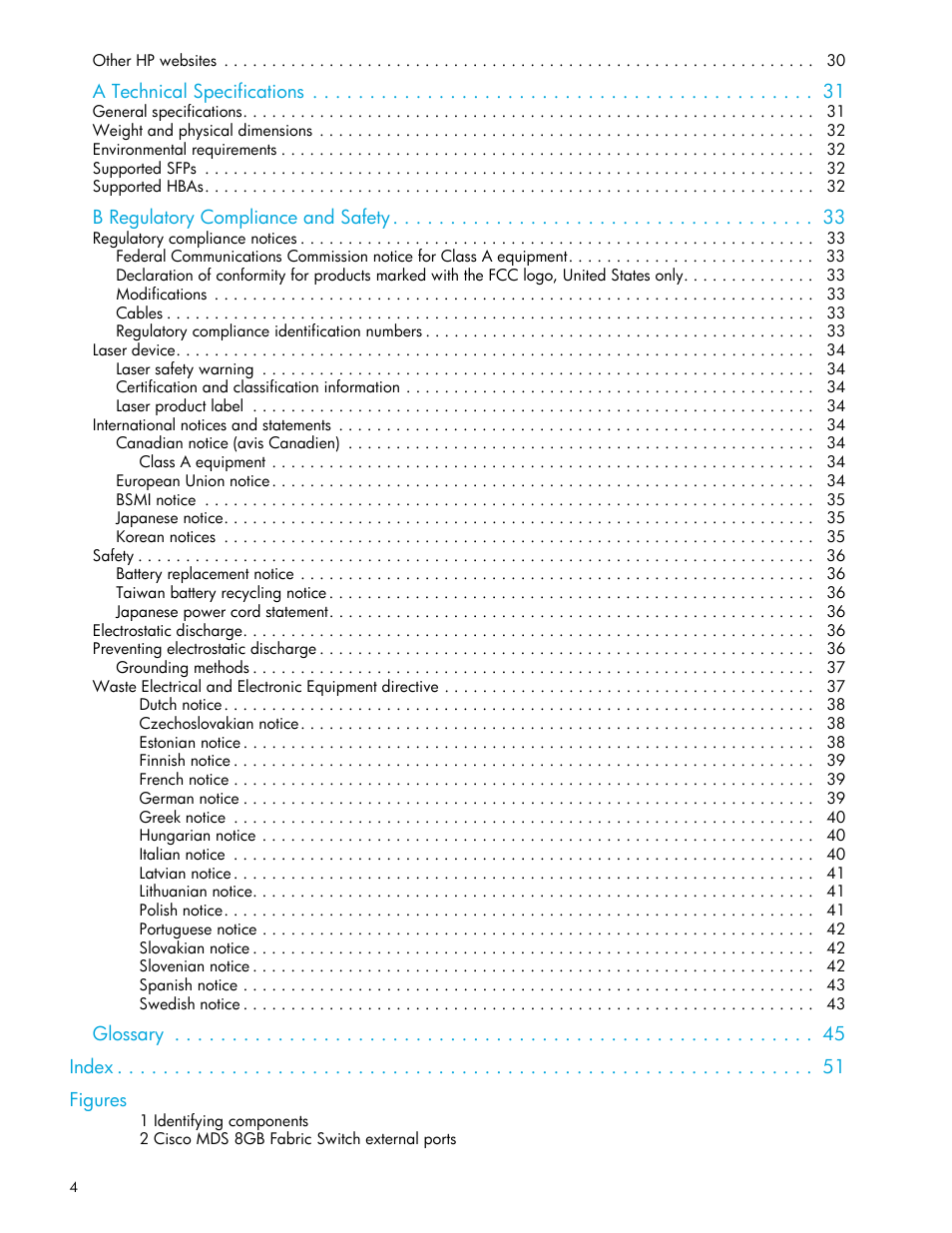 HP Cisco MDS 8Gb Fabric Switch for HP BladeSystem c-Class User Manual | Page 4 / 52