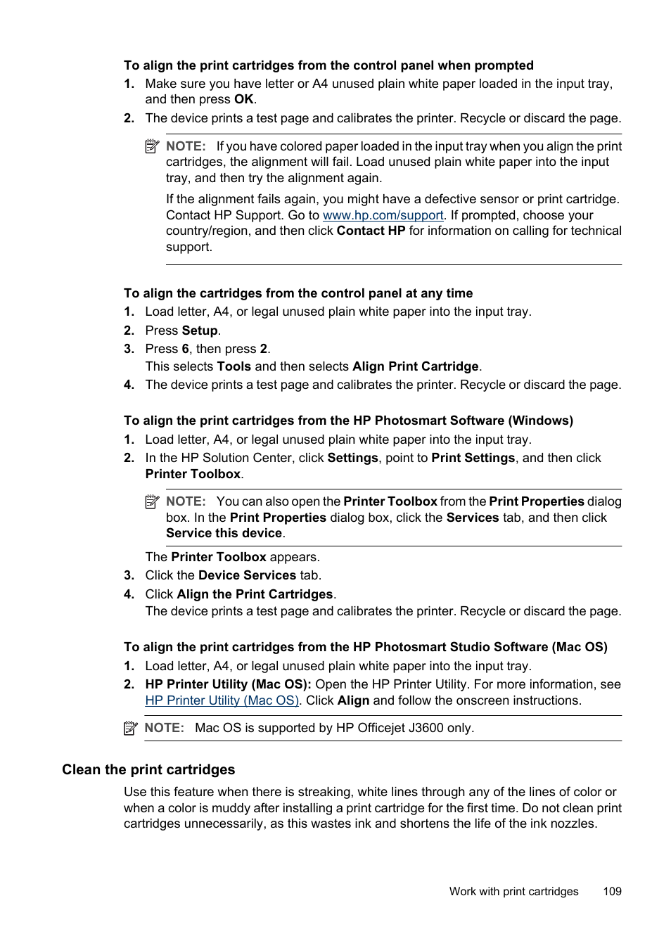 Clean the print cartridges, N, see | HP Officejet J3680 All-in-One Printer User Manual | Page 113 / 186