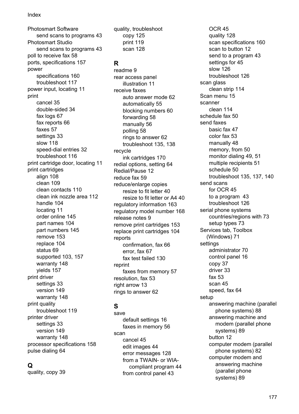 HP Officejet J3680 All-in-One Printer User Manual | Page 181 / 186