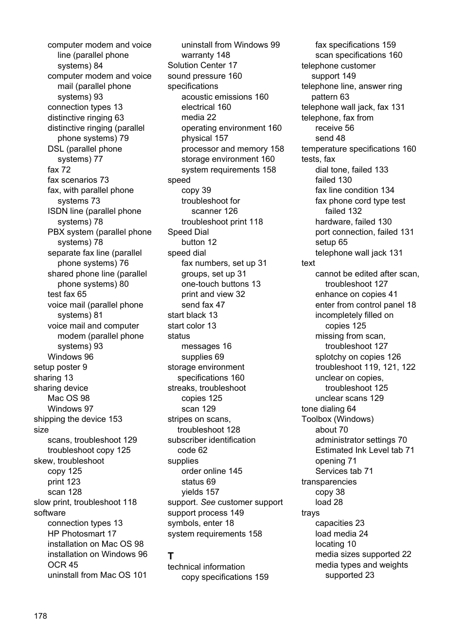 HP Officejet J3680 All-in-One Printer User Manual | Page 182 / 186