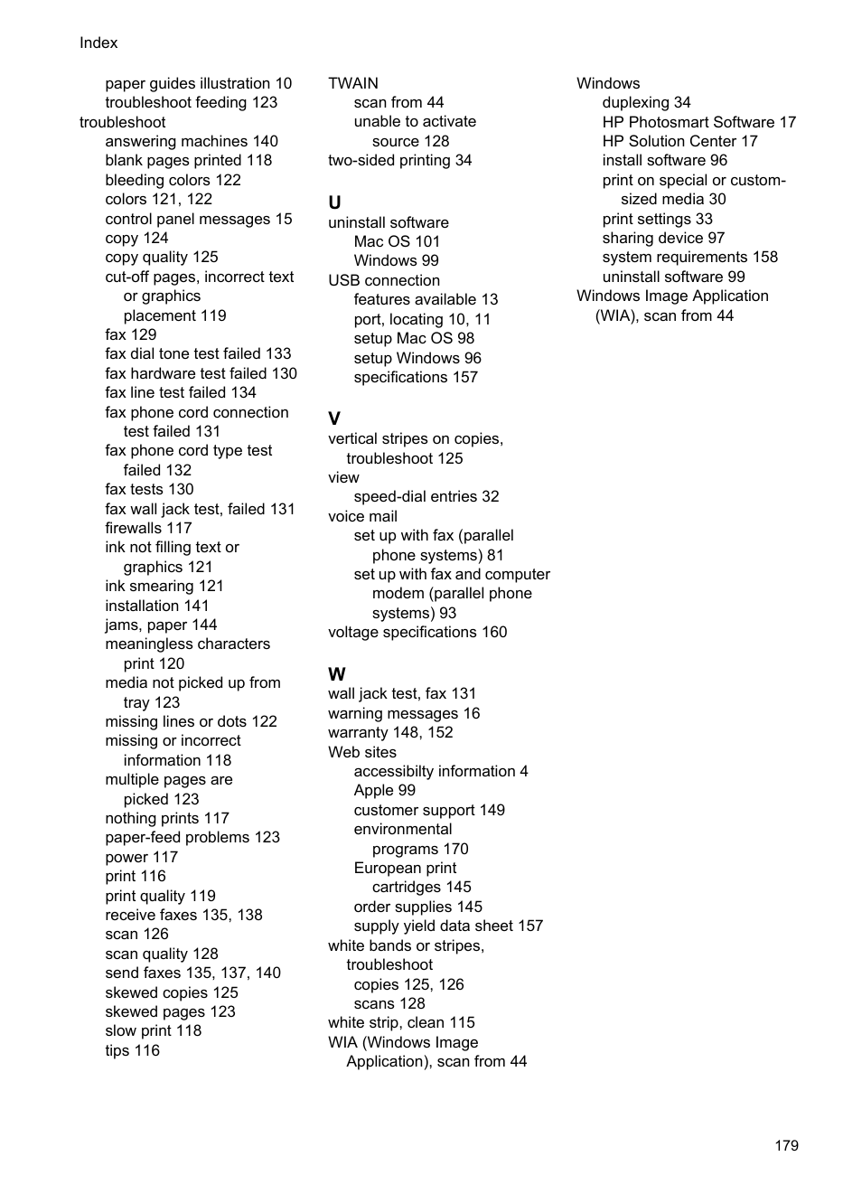 HP Officejet J3680 All-in-One Printer User Manual | Page 183 / 186