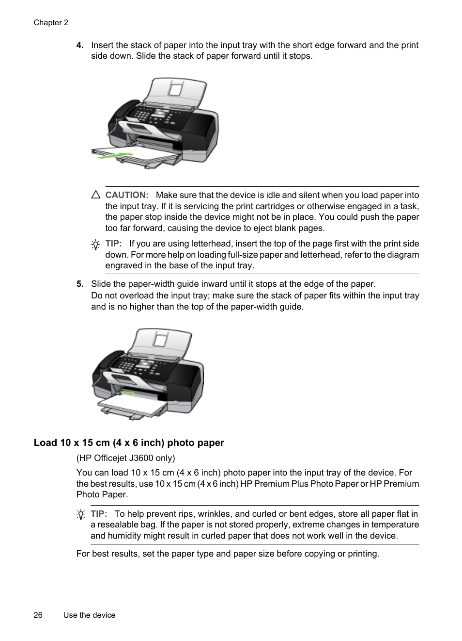 Load 10 x 15 cm (4 x 6 inch) photo paper | HP Officejet J3680 All-in-One Printer User Manual | Page 30 / 186
