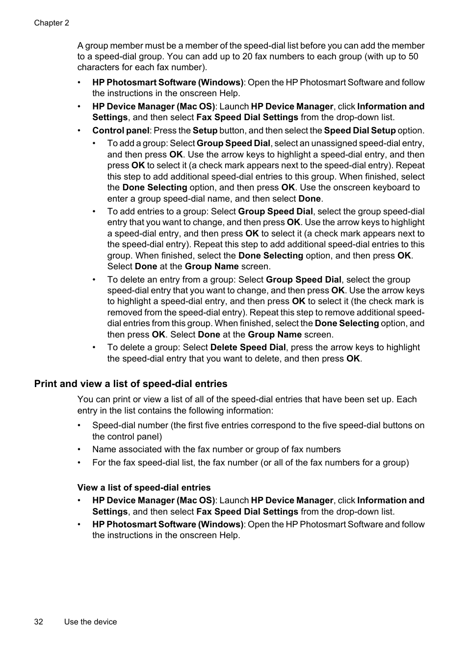 Print and view a list of speed-dial entries, View a list of speed-dial entries | HP Officejet J3680 All-in-One Printer User Manual | Page 36 / 186