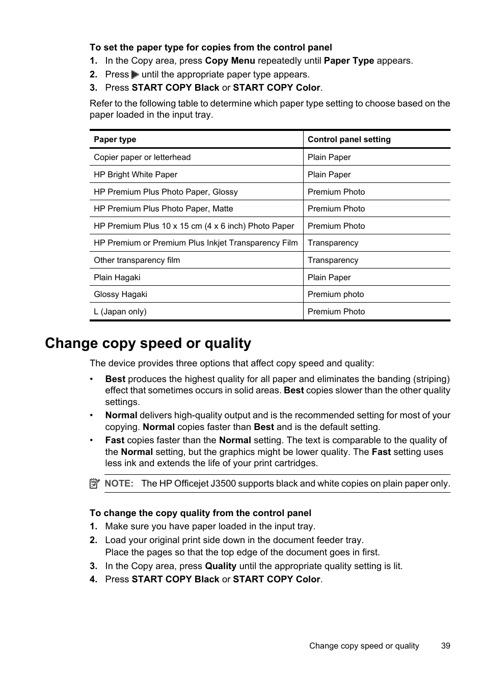 Change copy speed or quality | HP Officejet J3680 All-in-One Printer User Manual | Page 43 / 186