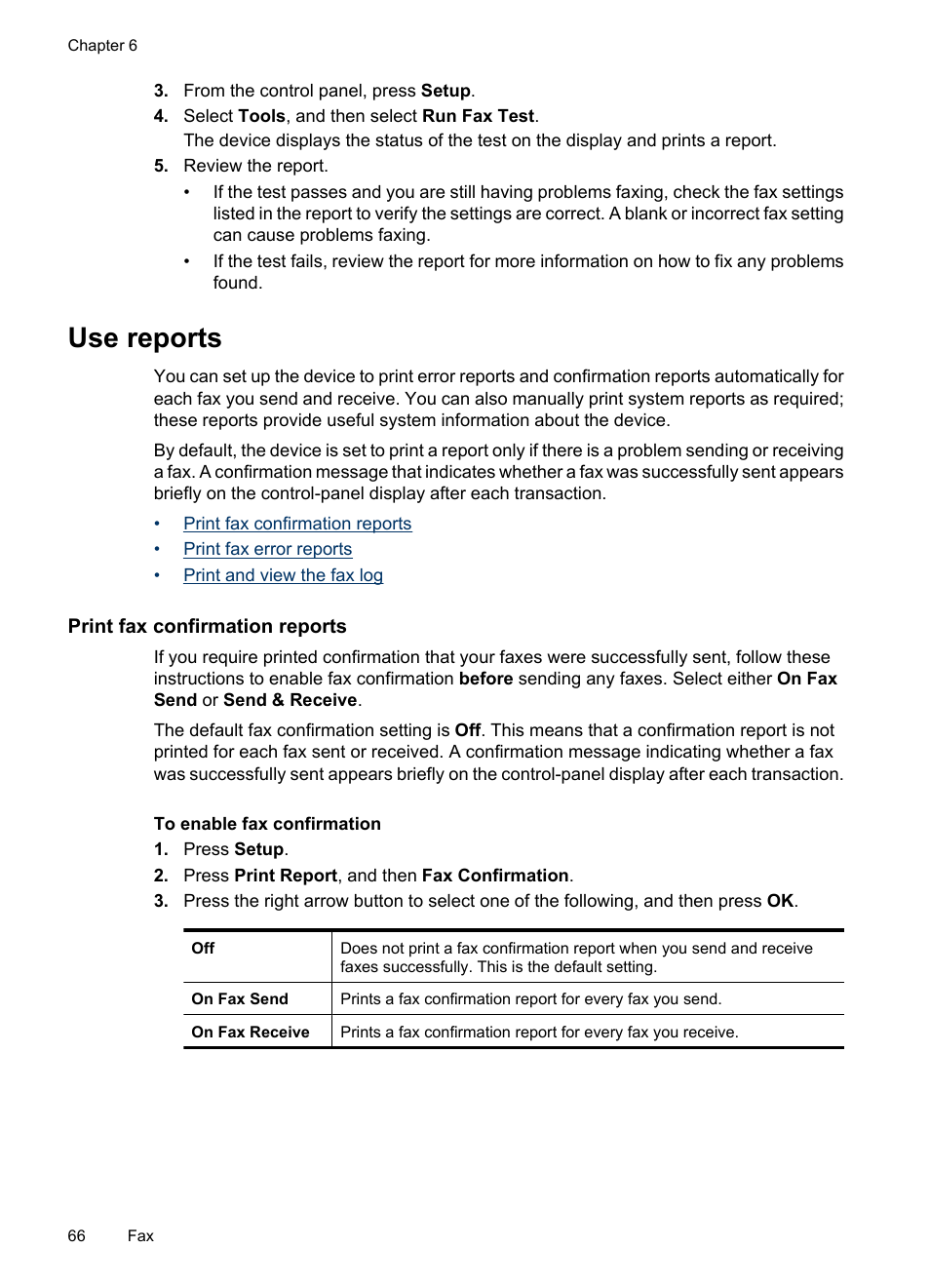 Use reports, Print fax confirmation reports | HP Officejet J3680 All-in-One Printer User Manual | Page 70 / 186