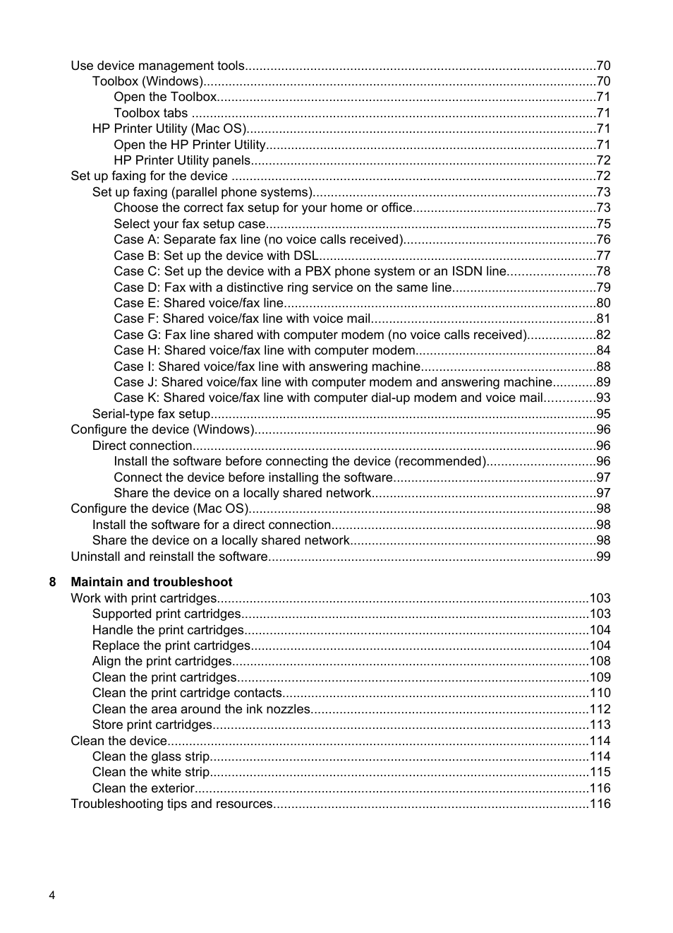 HP Officejet J3680 All-in-One Printer User Manual | Page 8 / 186