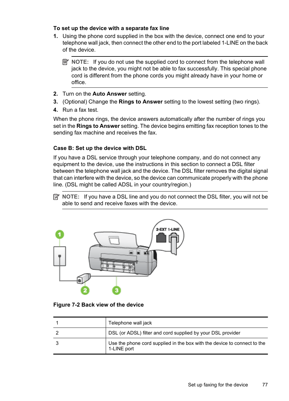 Case b: set up the device with dsl | HP Officejet J3680 All-in-One Printer User Manual | Page 81 / 186