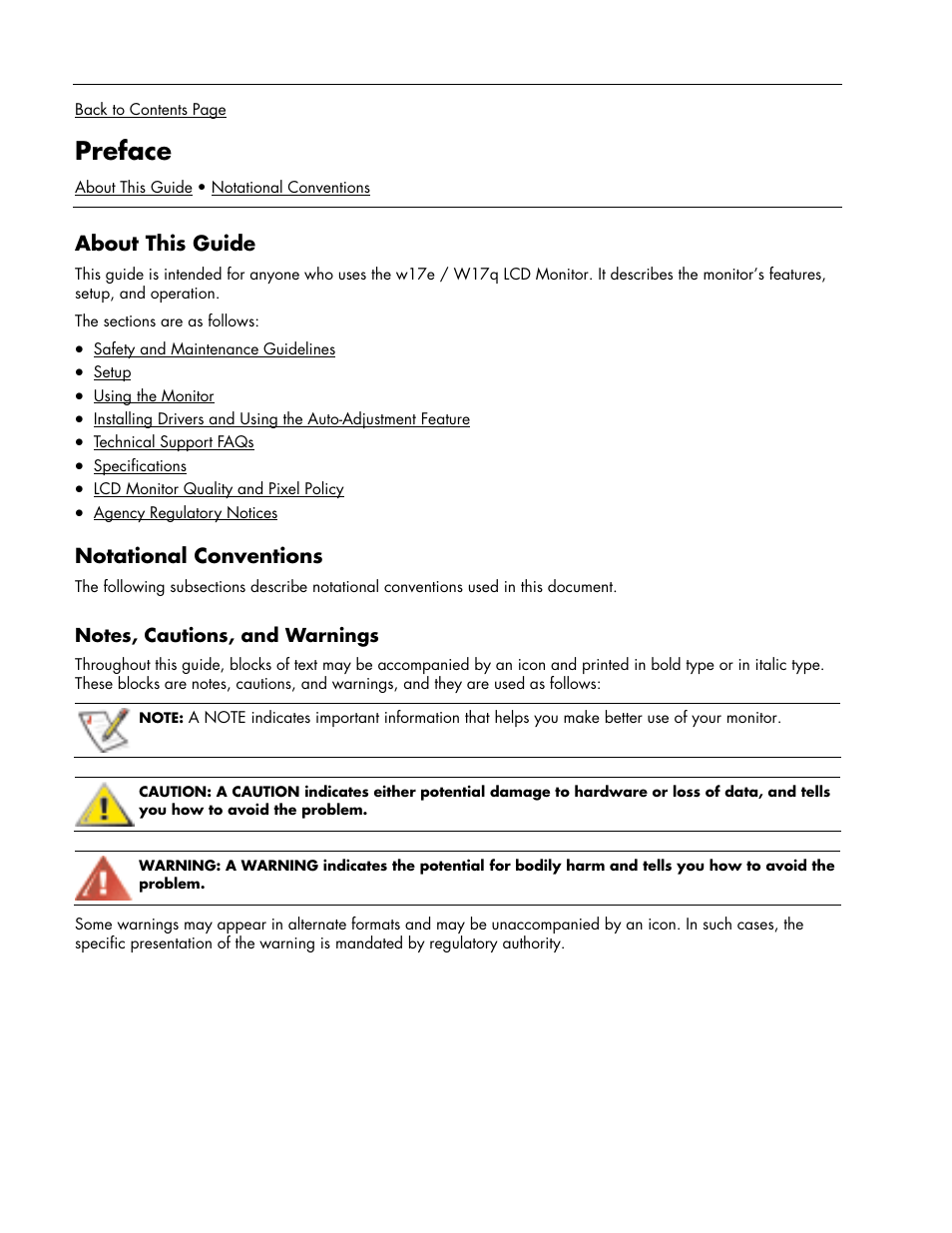 Preface, About this guide, Notational conventions | HP Pavilion w17e 17 inch Flat Panel Monitor User Manual | Page 2 / 28