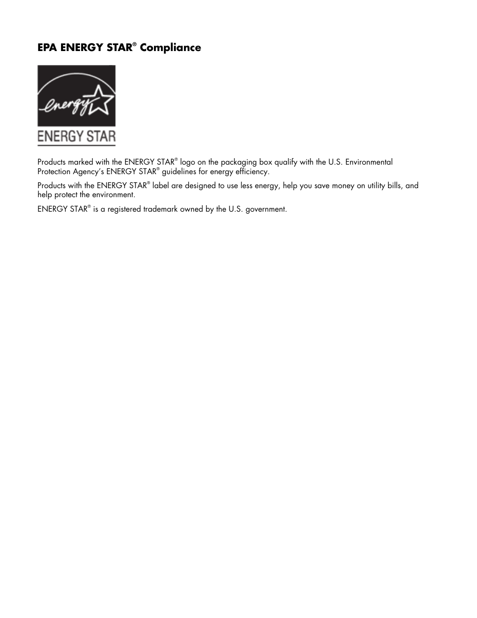 Epa energy star® compliance, Epa energy star, Compliance | HP Pavilion w17e 17 inch Flat Panel Monitor User Manual | Page 28 / 28