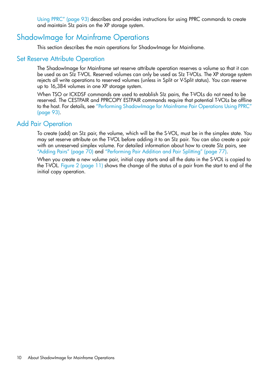 Shadowimage for mainframe operations, Set reserve attribute operation, Add pair operation | Set reserve attribute operation add pair operation | HP XP Business Copy Software User Manual | Page 10 / 117