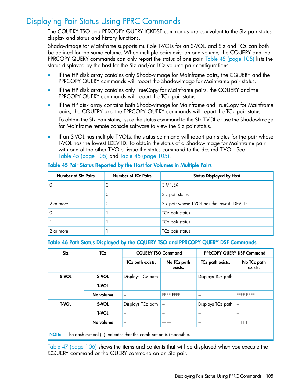 Displaying pair status using pprc commands | HP XP Business Copy Software User Manual | Page 105 / 117