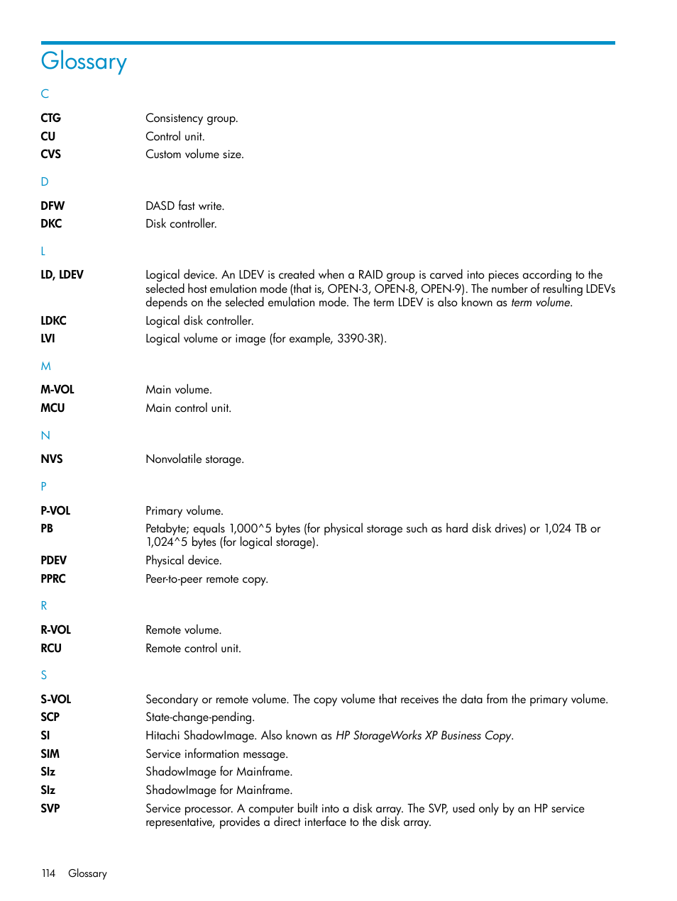 Glossary | HP XP Business Copy Software User Manual | Page 114 / 117