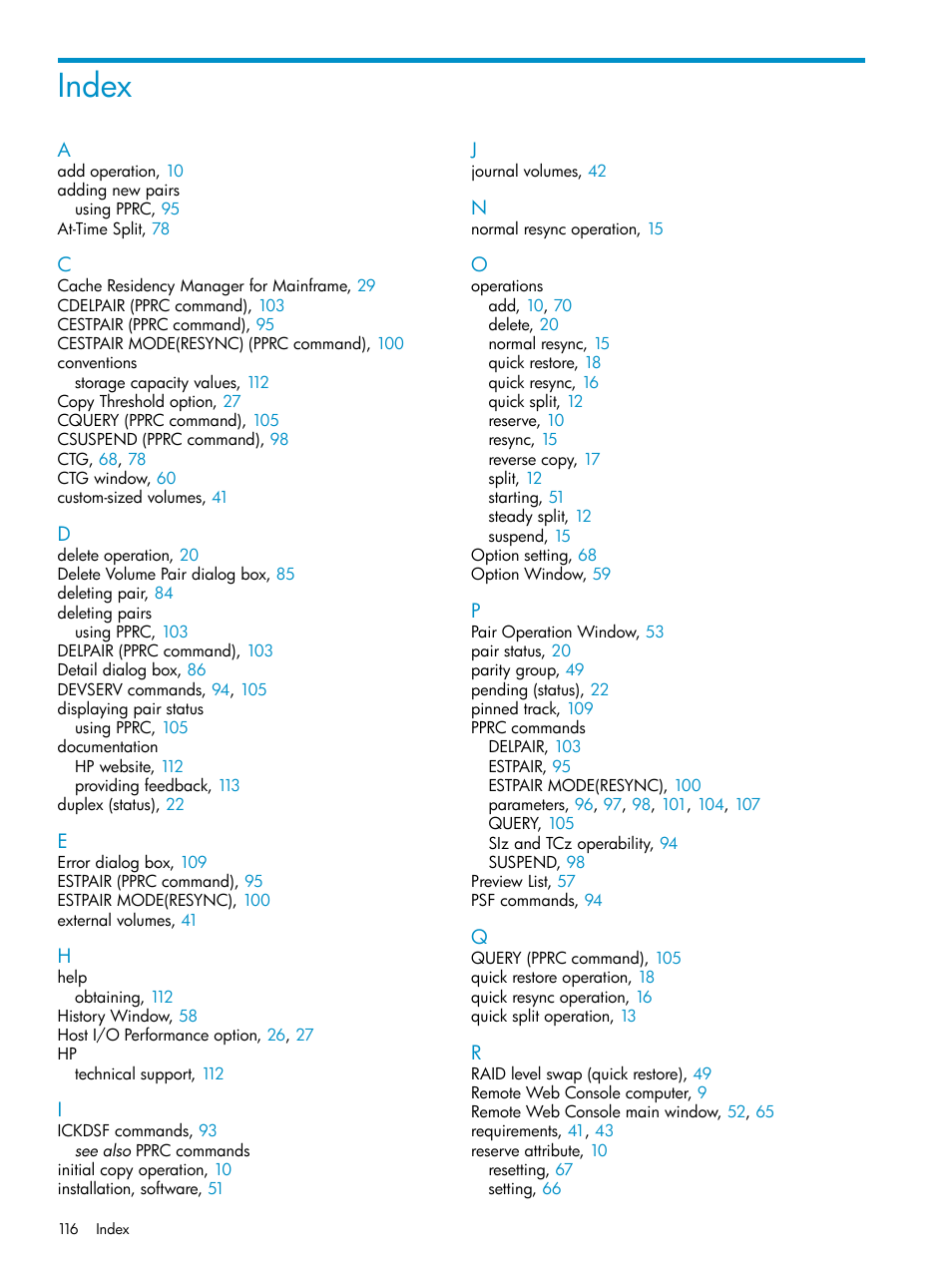 Index | HP XP Business Copy Software User Manual | Page 116 / 117