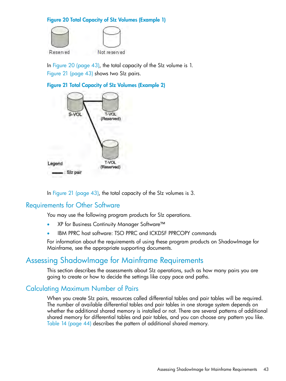 Requirements for other software, Assessing shadowimage for mainframe requirements, Calculating maximum number of pairs | HP XP Business Copy Software User Manual | Page 43 / 117