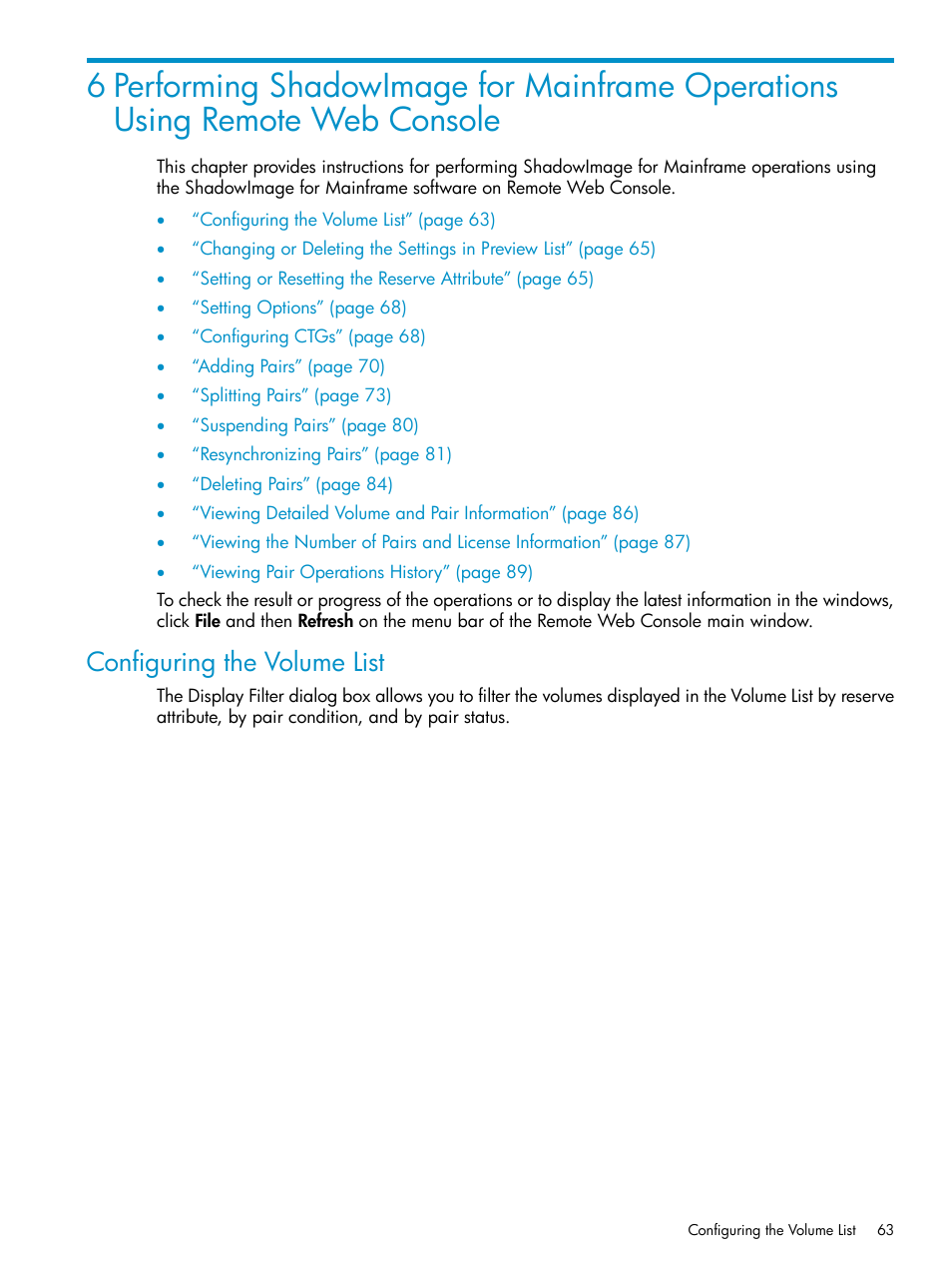 Configuring the volume list | HP XP Business Copy Software User Manual | Page 63 / 117