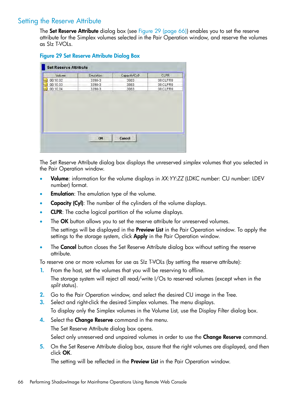 Setting the reserve attribute | HP XP Business Copy Software User Manual | Page 66 / 117