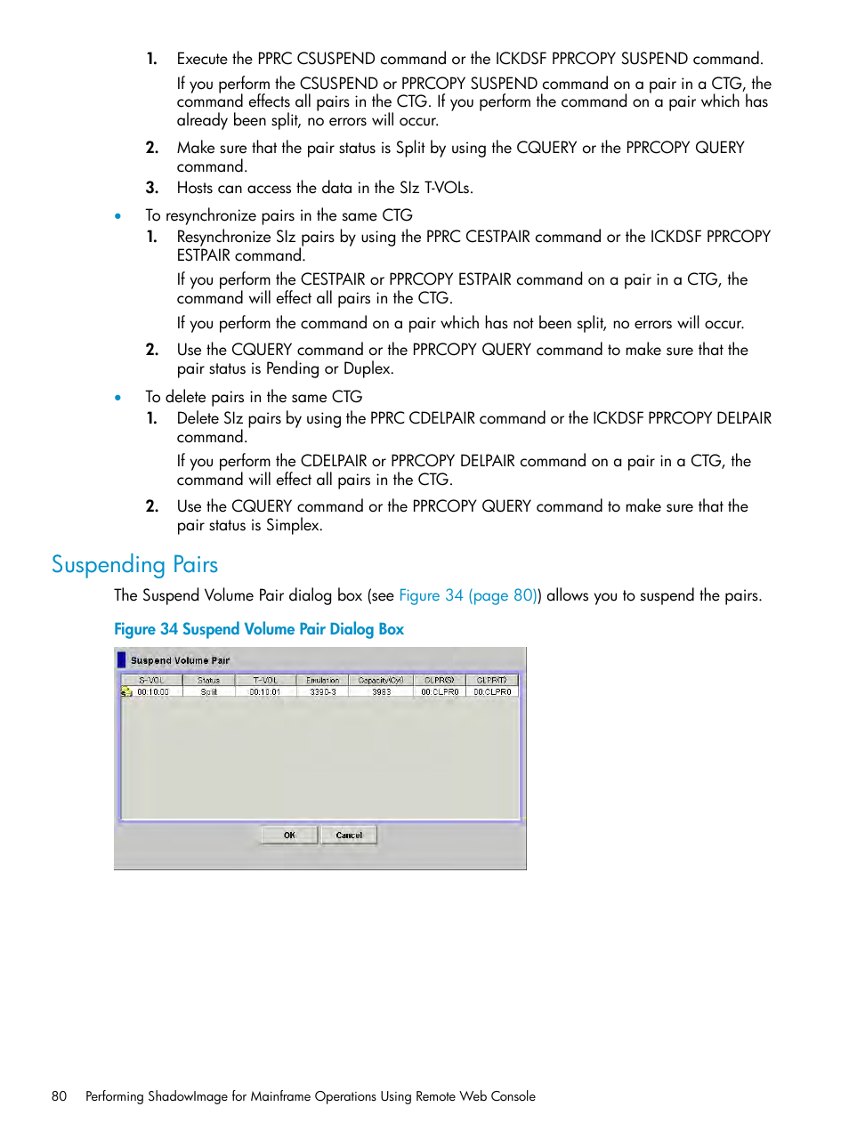 Suspending pairs | HP XP Business Copy Software User Manual | Page 80 / 117