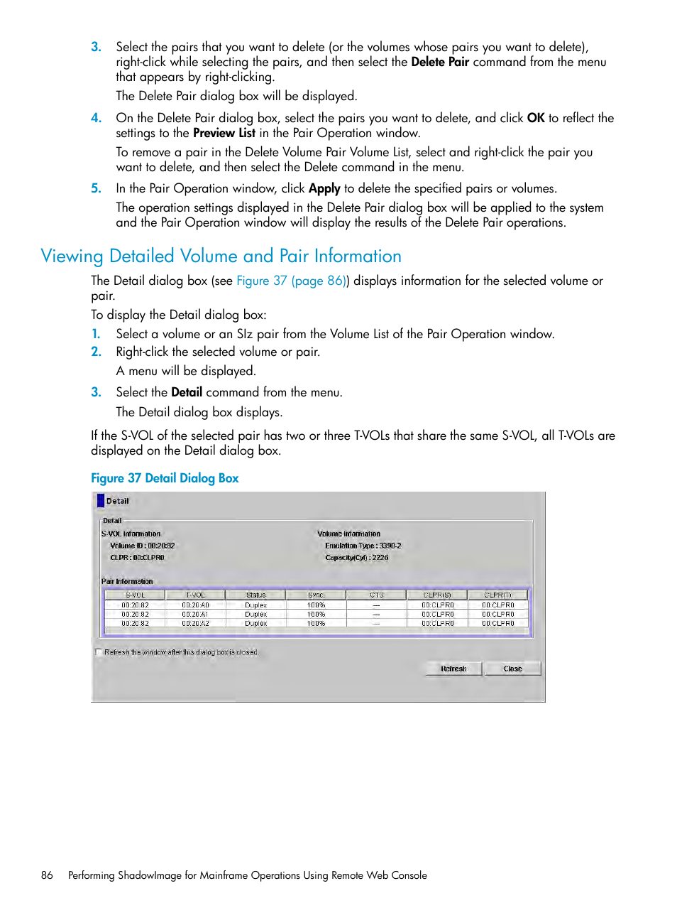 Viewing detailed volume and pair information | HP XP Business Copy Software User Manual | Page 86 / 117