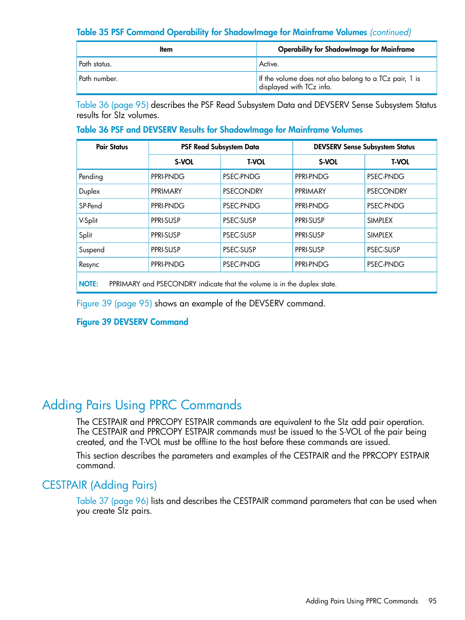 Adding pairs using pprc commands, Cestpair (adding pairs) | HP XP Business Copy Software User Manual | Page 95 / 117