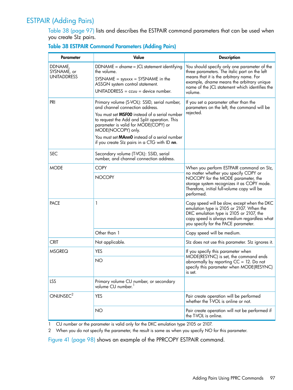 Estpair (adding pairs) | HP XP Business Copy Software User Manual | Page 97 / 117