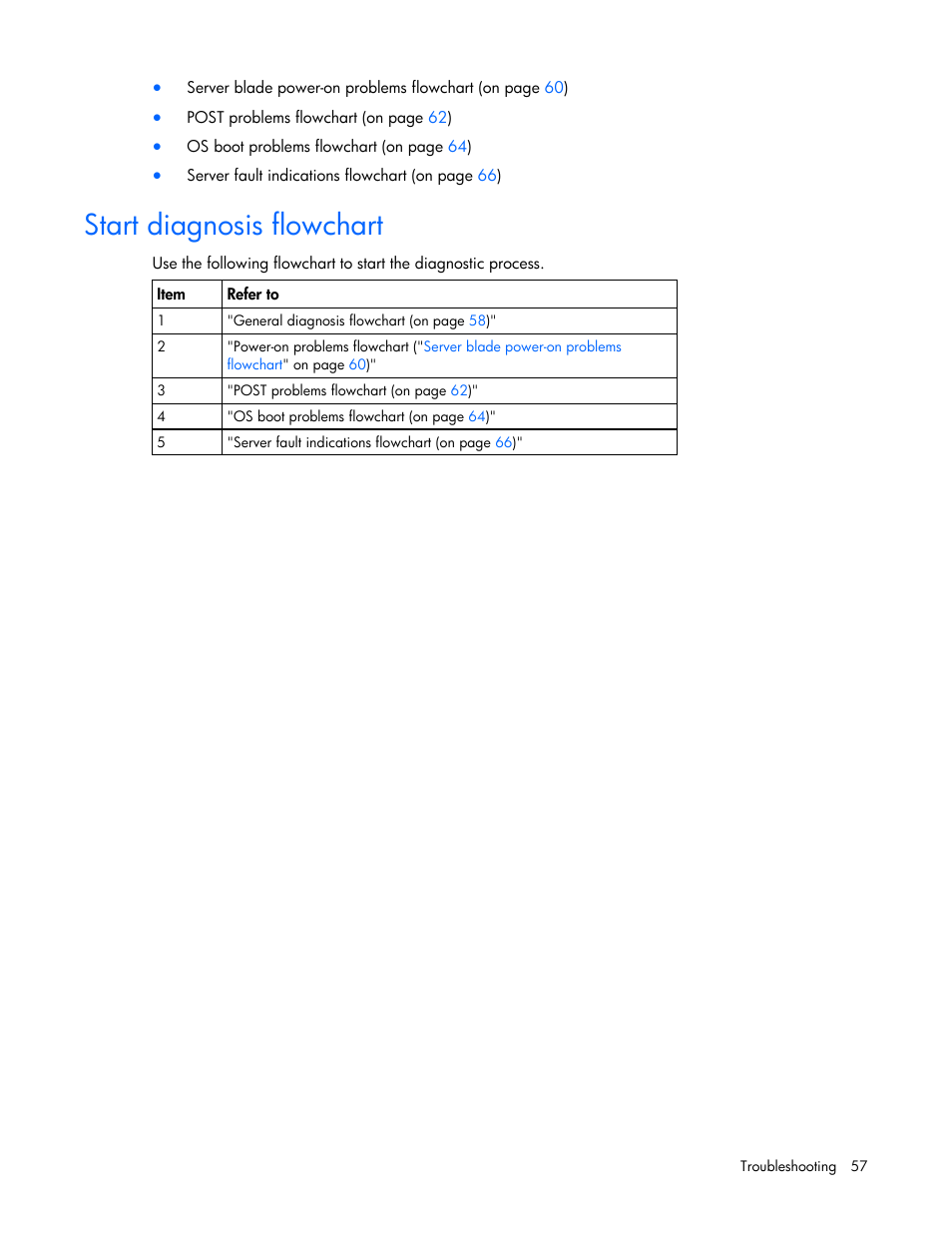 Start diagnosis flowchart, General diagnosis flowchart, To begin the diagnostic | HP ProLiant BL495c G5 Server-Blade User Manual | Page 57 / 91
