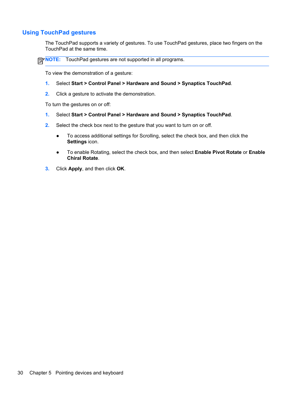 Using touchpad gestures | HP Pavilion dm1-4171nr Entertainment Notebook PC User Manual | Page 40 / 109