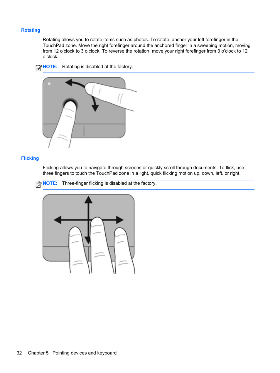 Rotating, Flicking, Rotating flicking | HP Pavilion dm1-4171nr Entertainment Notebook PC User Manual | Page 42 / 109