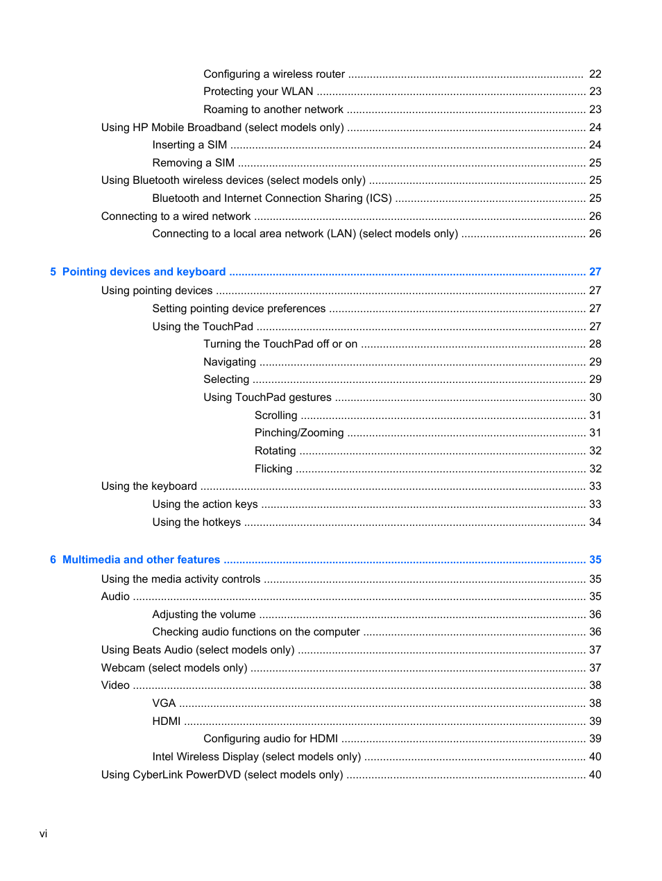 HP Pavilion dm1-4171nr Entertainment Notebook PC User Manual | Page 6 / 109