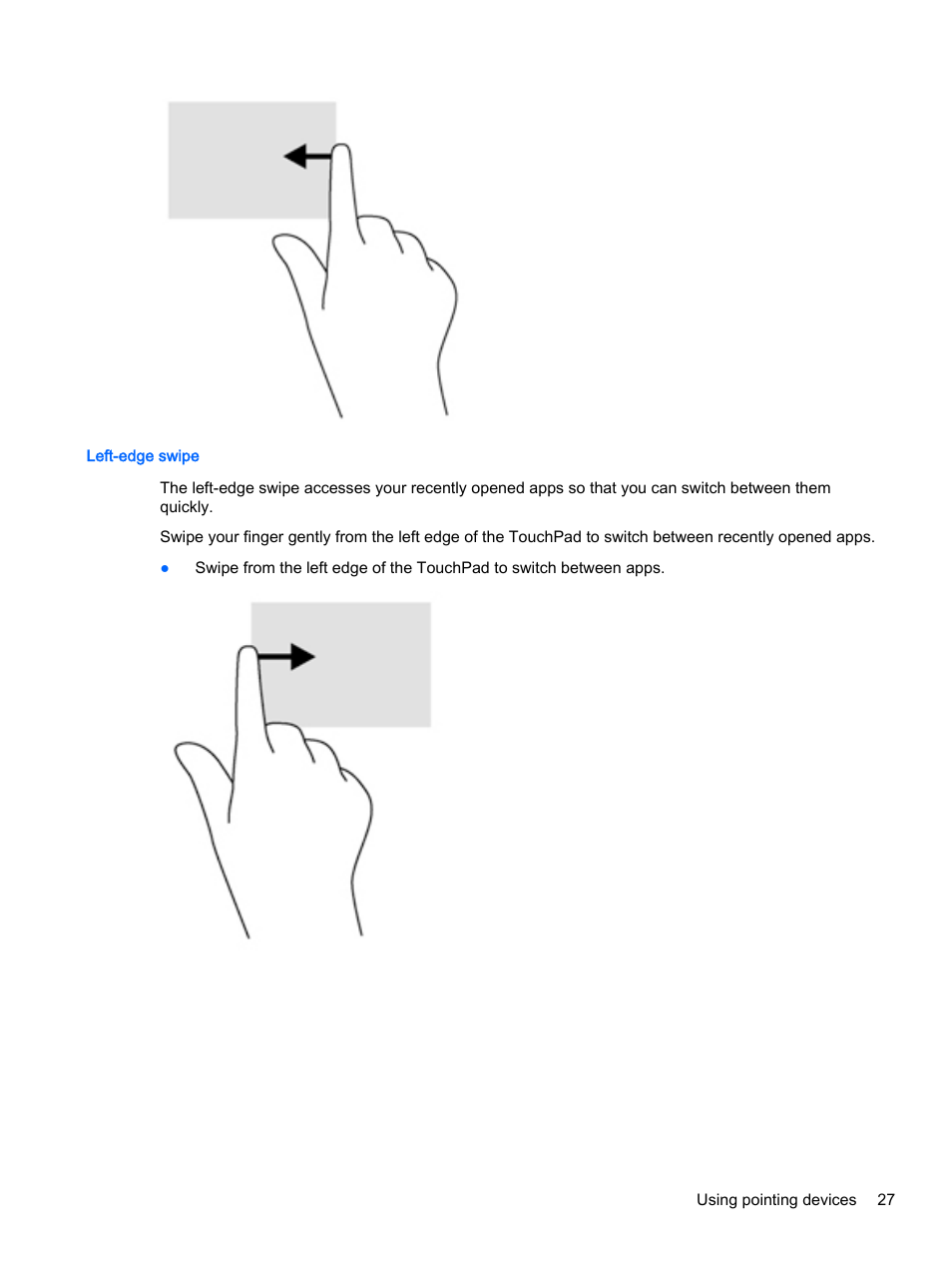 Left-edge swipe | HP EliteBook 755 G2 Notebook PC User Manual | Page 37 / 106