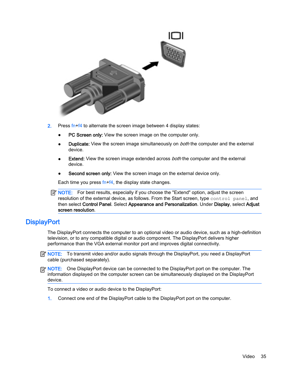 Displayport | HP EliteBook 755 G2 Notebook PC User Manual | Page 45 / 106