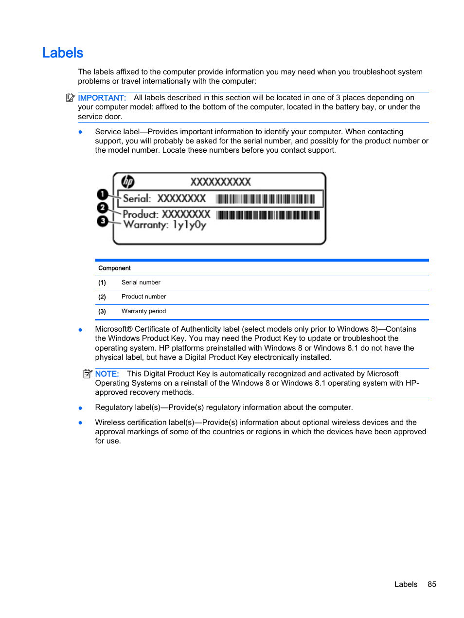 Labels | HP EliteBook 755 G2 Notebook PC User Manual | Page 95 / 106