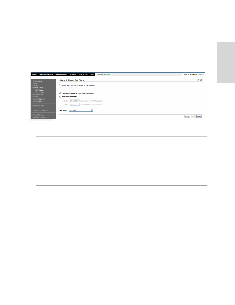 Setting the date and time, Setting ntp servers, Setting the date and time setting ntp servers | HP StorageWorks Enterprise File Services WAN Accelerator User Manual | Page 123 / 230