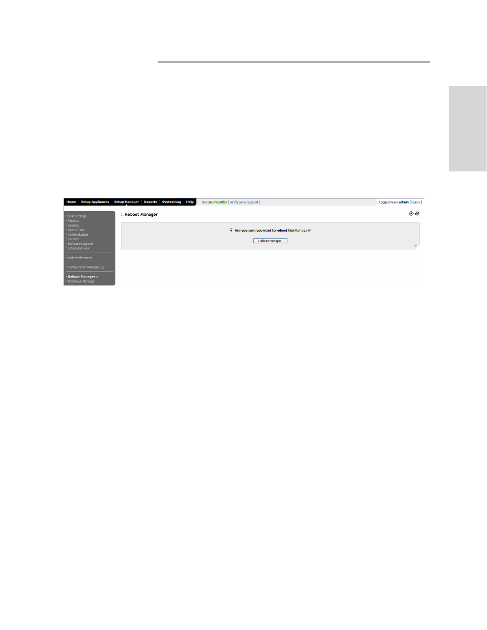 Rebooting the hp efs wan accelerator manager | HP StorageWorks Enterprise File Services WAN Accelerator User Manual | Page 139 / 230