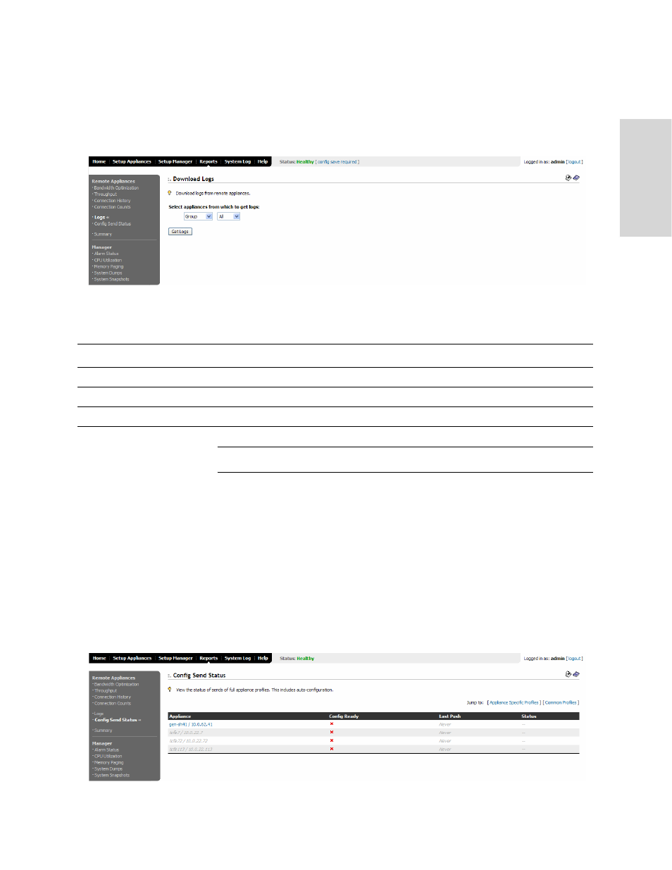 Displaying the config send status report | HP StorageWorks Enterprise File Services WAN Accelerator User Manual | Page 149 / 230