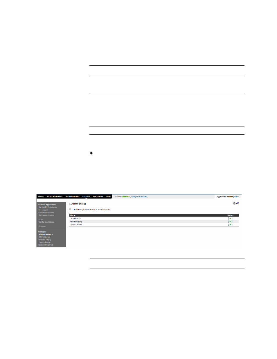 Displaying the alarm status report, What this report tells you, Displaying the cpu utilization report | HP StorageWorks Enterprise File Services WAN Accelerator User Manual | Page 154 / 230