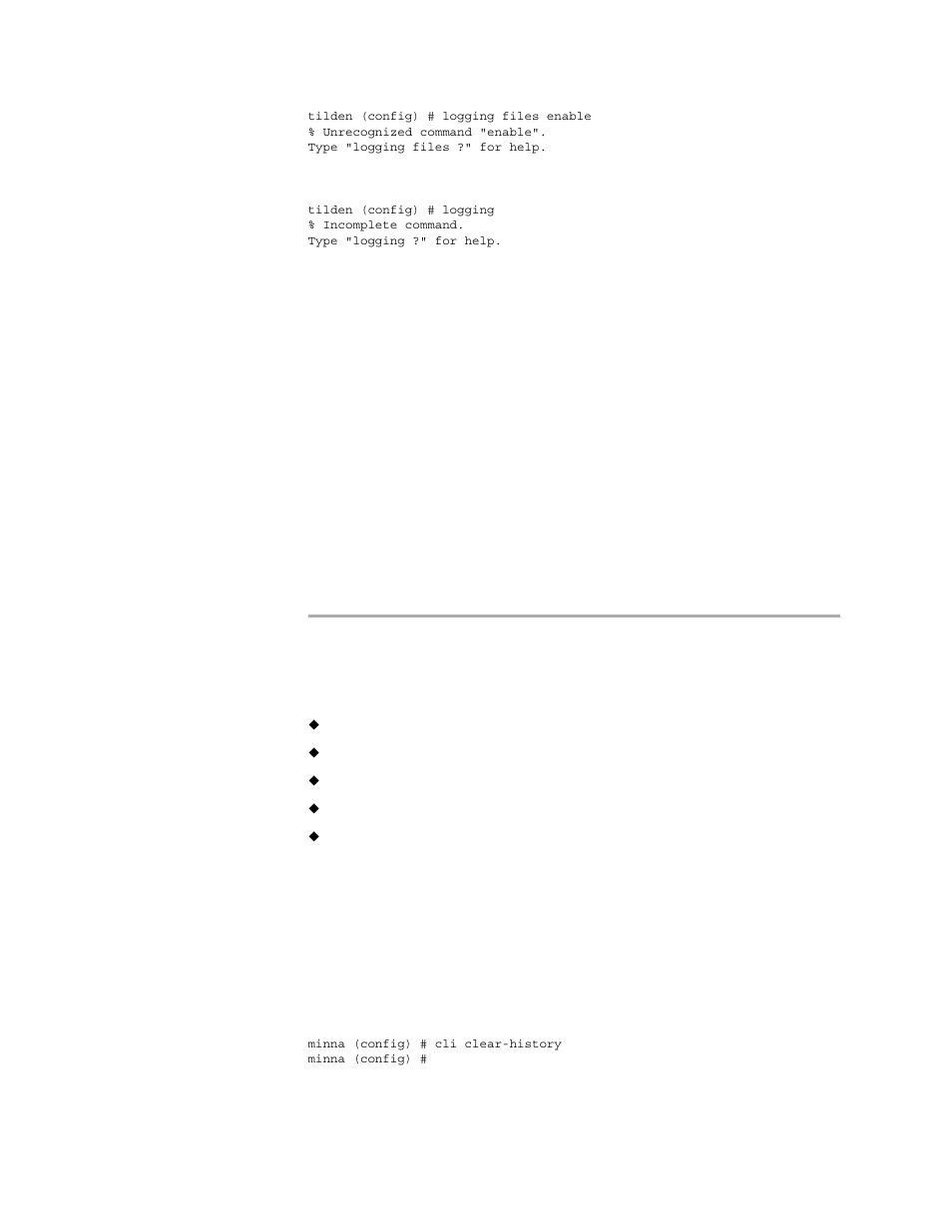 Command negation, Saving configuration changes, Cli option commands | Cli clear-history, Command negation saving configuration changes | HP StorageWorks Enterprise File Services WAN Accelerator User Manual | Page 164 / 230