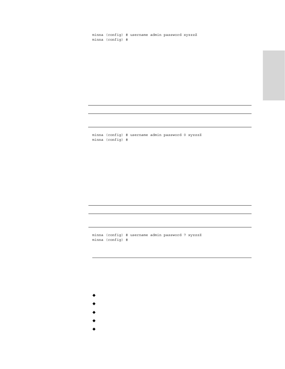 Username password 0, Username password 7, Ntp, clock, and time zone commands | HP StorageWorks Enterprise File Services WAN Accelerator User Manual | Page 171 / 230