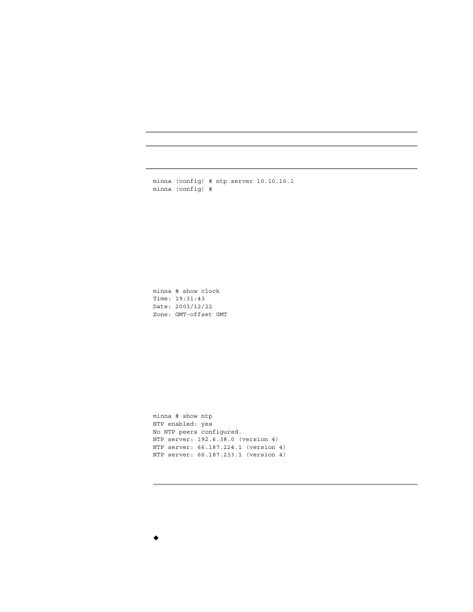 Ntp server, Show clock, Show ntp | Network interface commands | HP StorageWorks Enterprise File Services WAN Accelerator User Manual | Page 174 / 230