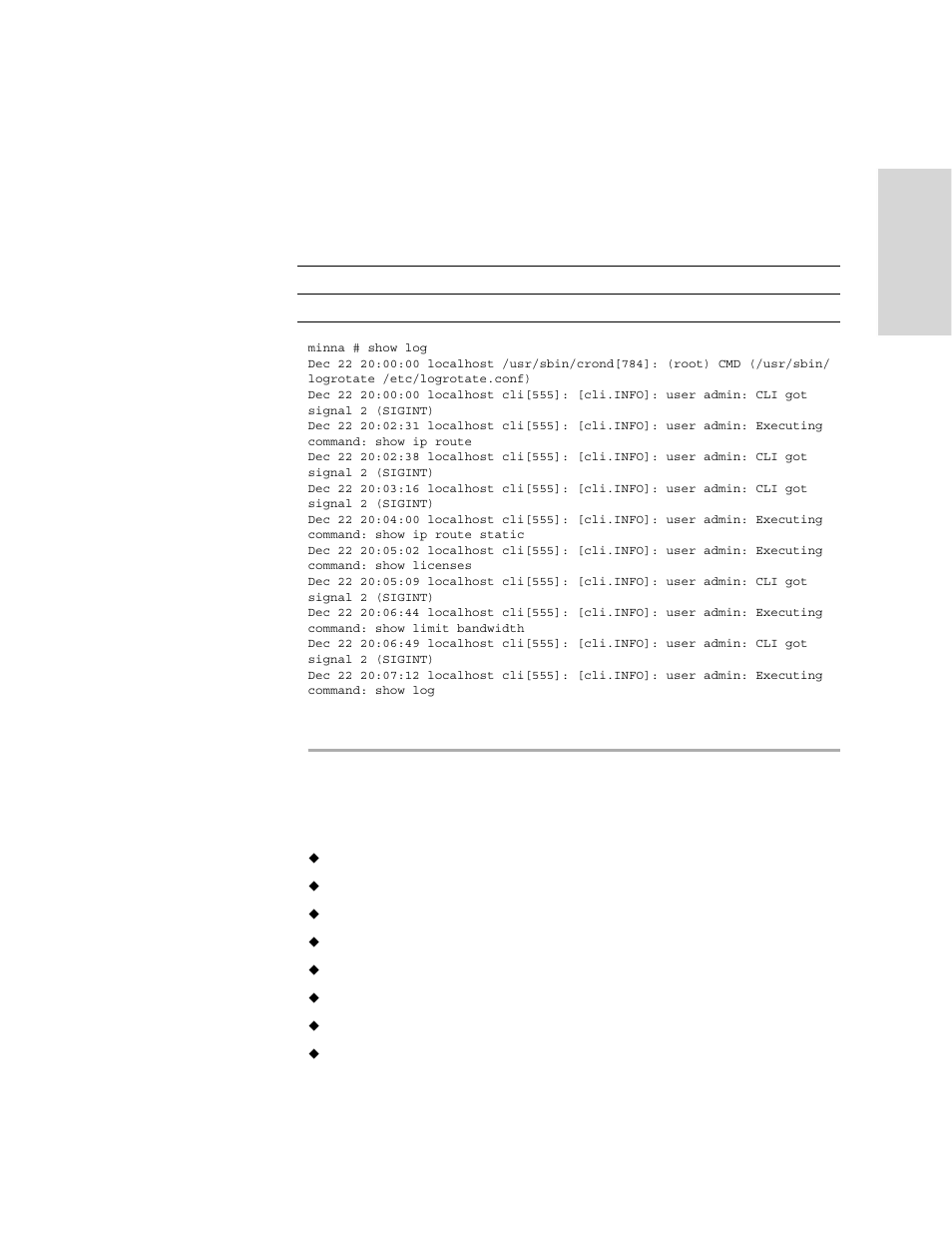 Show log, Event notification commands | HP StorageWorks Enterprise File Services WAN Accelerator User Manual | Page 187 / 230